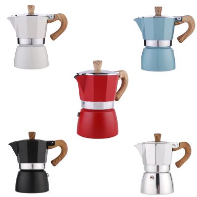 China WITH LID cafetera italiana aluminum alloy 3 cup 6 cup stovetop espresso coffee maker manual moka pot percolator for sale