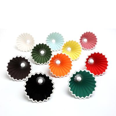 China Sustainable Wholesale Ceramic Coffee Filters Funnel Small Reusable Spill Over Coffee Filters Cup Origami Clever Dripper for sale