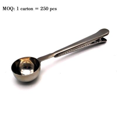 China Wholesale viable 304 stainless steel coffee clip spoon, coffee scoop clip, teaspoon with clip for sale