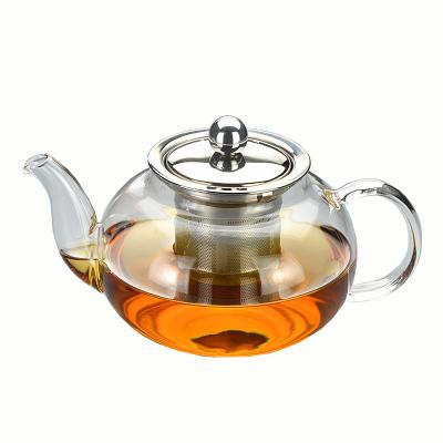 China Sustainable Eco-Friendly Heat Resistant Glass Teapot With Infuser for sale