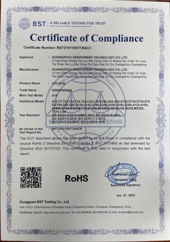 RoHS - Guangzhou Genixgreen Technology Co., Ltd.