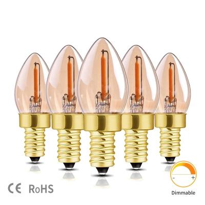 China Office Home Lighting Dimmable E14 E12 E17 100V 110V 220V C7 LED Warm Yellow Decorative Christmas Light Bulbs String Bulb for sale