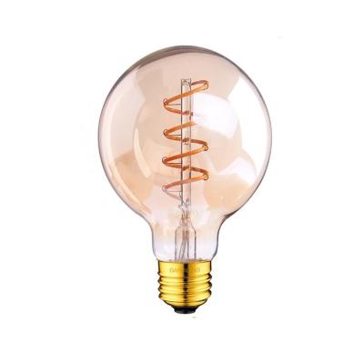 China High Efficiency G95 Dimmable Vintage LED Edison Spiral Light Bulb E27 E26 220V 3W Led Filament Bulb Retro Ball Lamp For Christmas Decoration for sale