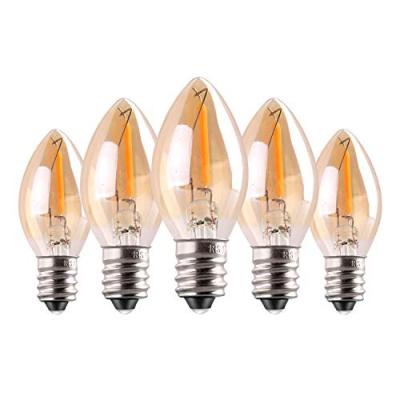 China Intertek Amber Dimmable Glass LED Light Bulb C7 12V 1w E14 Residential Fancy Light Bulb for sale