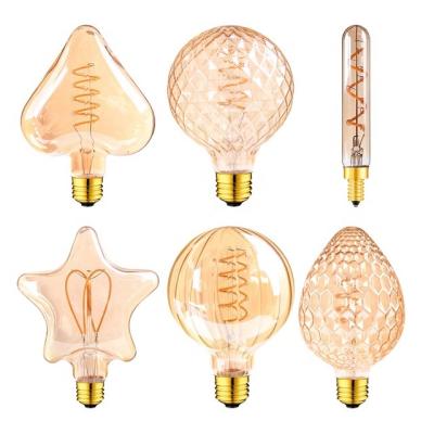 China Residential Dimmable Led Filament Bulb Pineapple 3W Filament Gold Tint Spiral Bulb For Room Decoration for sale