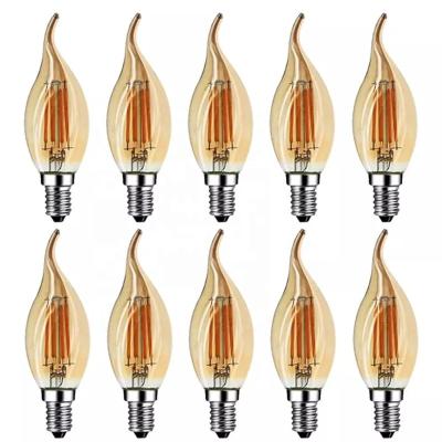 China Vintage C32T E14 12V 4W 2200K Edison Lamp Light Bulb GOLD Residential Amber Tint LED Teardrop Candelabra Incandescent Bulb for Chandelier for sale