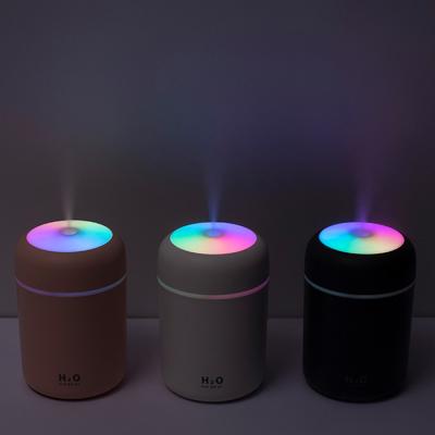 China Mini 300ml H2O Car Dual Spray Portable Mist Humidifier Light Aroma LED Diffuser USB Wet Humidifier for sale