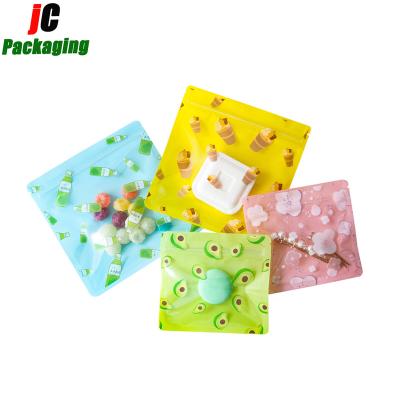 China Fast Shipping Mixed Barrier Designs Cookie Candy Snack Package Small Plastic Pouch With Window for sale