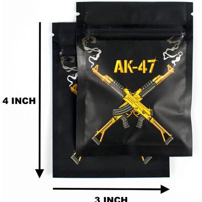 China Recyclable Custom Printing Logo AK47 CBD Stand Up Zipper Maylar Packaging Bags for sale