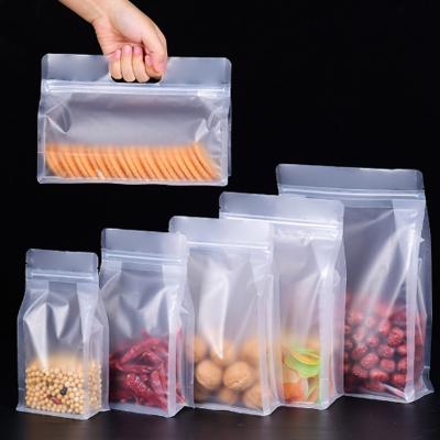 China Wholesale Barrier Smell Proof Flat Bottom Bag Transparent Dry Food Snack Zip Lock Plastic Packaging Pouch for sale