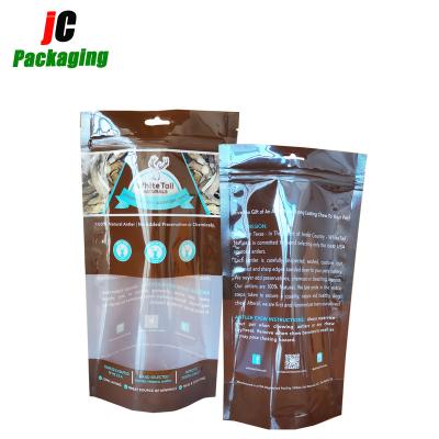 China Glossy Safety Stand Up Custom Zipper Lock Animal Feed Cutting Food Packaging Bag for sale