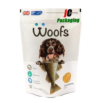 China Custom Bulk Logo Reseal Handles Finishing Stock Safety Pet Food Packaging Mylar Bags for sale