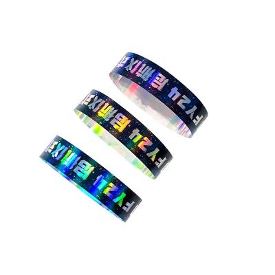 China Factory Wholesale Laser Glitter Wrist Strap Event Concert Festival Neon Rainbow Laser Logo Shiny Laser Paper Wristband zu verkaufen