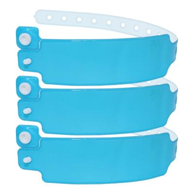 China Custom Disposable Wristband Plastic Vinyl PVC Neon Fluorescent Color Waterproof Event Party Gift Wristband for sale