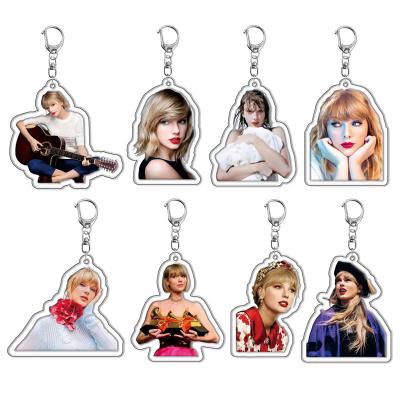 중국 Factory Custom Holographic Acrylic Key Chain Star Singer Taylor Swift Picture Printed Key Ring Acrylic Keychain 판매용