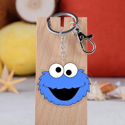 China Metal Ring Attachment Transparent Acrylic Keychain Durable Cartoon Sesame Street Print en venta