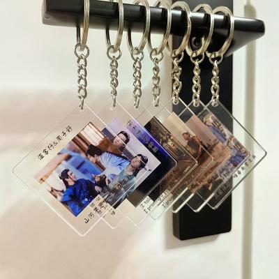 China Gift Acrylic Key Chain Custom Lover Couple Family Friend Photo Printed Acrylic Photo Keyring Te koop