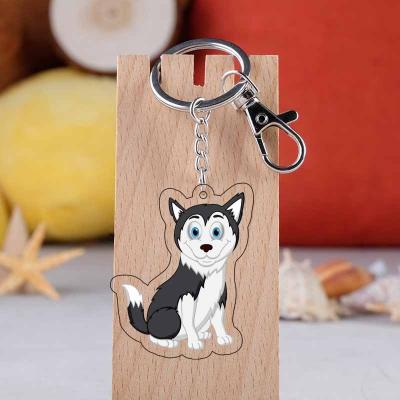 China Holographic Acrylic Key Chain Cute Cartoon Animal Pet Picture Printed Acrylic Picture Keychain for sale