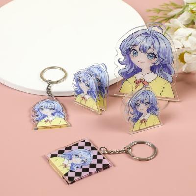 China Manufacturer Custom Cartoon Pattern Printed Acrylic Keychain Cute Caricatur Cartoon Character Bag Charm Acrylic Keychain for sale