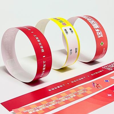 China PP Synthetic Paper Custom Event Wristband Party Park Logo Printed Waterproof Sweat Resistant Entry Admission Wrist Bands for sale