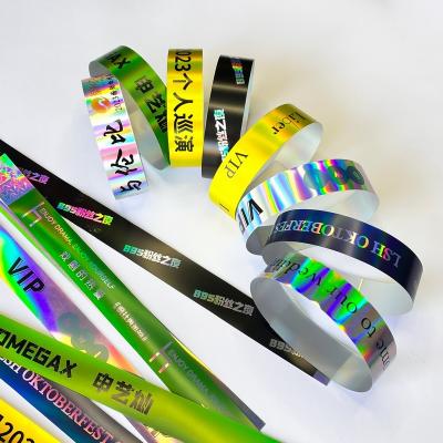 China Factory Customization VIP Wristbands Shiny Laser Glitter Concert Music Festival Party Activity Bracelets For Adults Kids en venta