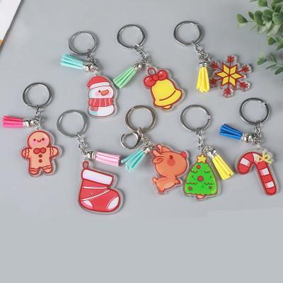 China Christmas Festival Snowman Keychain Transparent Acrylic Key Ring with Custom Pattern zu verkaufen