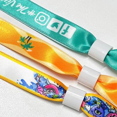 China Supplier Woven Cloth Wristbands Festival Concert Promotion Event Ribbon Fabric With Various Designs Quick Delivery for sale