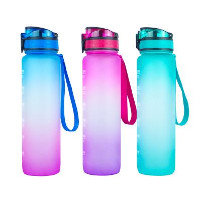 China BPA Tritan Free Sports Colorful Motivational Motivational Plastic Water Bottles 500/700/1000ml With Custom Logo for sale