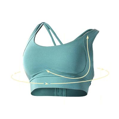 China Breathable Women Shockproof Workout Sports Wear Removable Cups Beach Top Fitness Yoga Bras Sports Bra With Custom Logo for sale