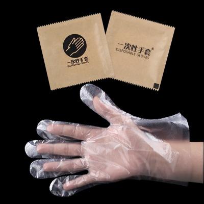 China Waterproof Disposable Gloves Food Use Single Glove PE Bag 1 Pair In One Package Food Catering Restaurant Gloves Individual Factory Price for sale