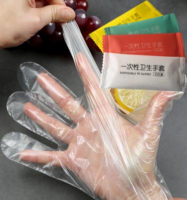 China Food Grade Waterproof Disposable Plastic Gloves PE HDPE Single Wrapping Glove Individually Wrapped Gloves for sale