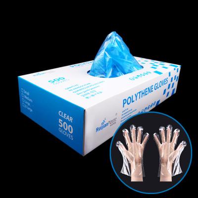 China Sanitary PE Waterproof Gloves Household Disposable Plastic Glove Box Packaging For Kitchen for sale