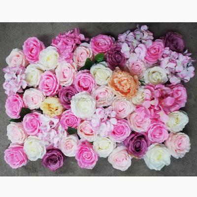 China Customizable 2020 Modern Rose Color Artificial Flower Wall Backdrop Mounted Hydrangea Flower Wedding Wall Decor Backdrop for sale