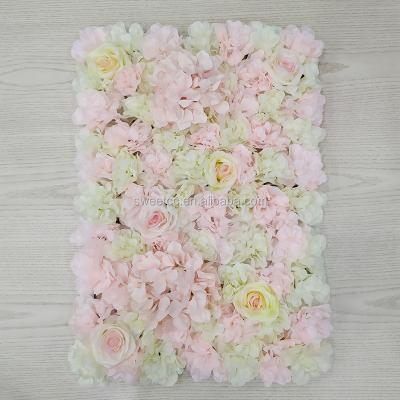 China Wholesale Modern Wedding Flower Wall Backdrop Artificial Flower Wall Panel Pink Mounted Roll Flower Wall For Sale for sale