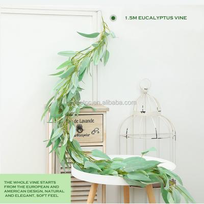 China Classic 1.5M Length Green Color Artificial Leaves Plant Vine Artificial Leaves For Garden Wall Decoration for sale