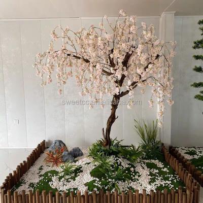 China Customize Style Hanging Cherry Trees Wedding Centerpiece Indoor Artificial Flower Tree For Wedding Decoration for sale