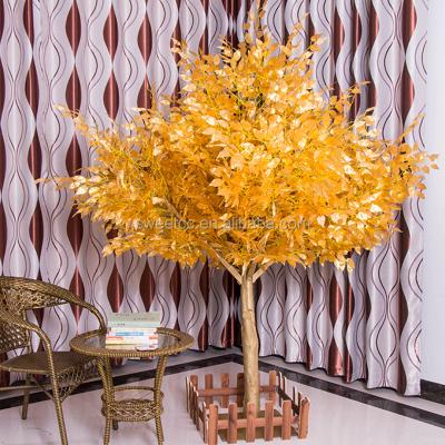 China Customize Style Factory Price 1.2 Meter Height -5 Meter Indoor Artificial Flower Maple Tree Gold Color Tree For Sale for sale