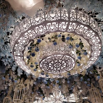 China 2020 New Arrivals Ornament 2020 New Arrivals Gold White Metal Iron Wedding Flower Arch Round Ceiling Wedding Party Hanging Decorations for sale