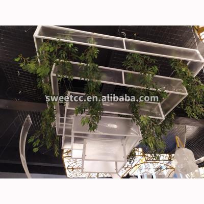 China 2020 Hanging Ornament LED Iron Metal Square Wedding Ceiling Decoration For Wedding Indoor Soft Equipment for sale