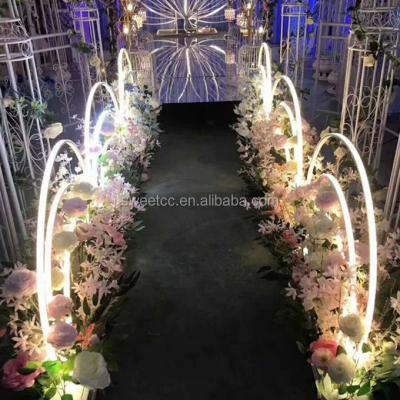 China New Ornament LED Wedding Flower Stand Walkway Metal Flower Stand For Wedding Stage Backdrop Decoration for sale