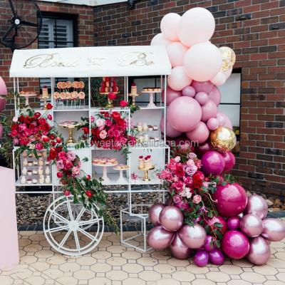 China 2020 hot sale ornament tinplate wedding dessert cart for wedding outdoor decoration for sale