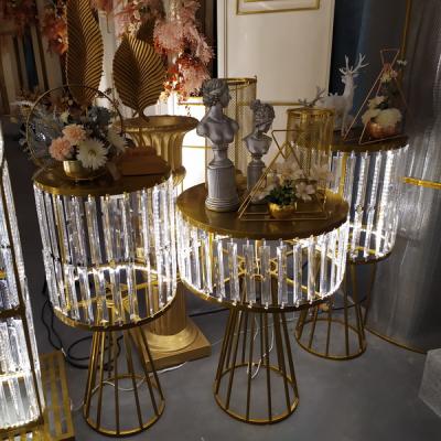 China Ornament Furniture Modern Gold Crystal Dessert Table Plated Stainless Steel For Wedding Decoration for sale