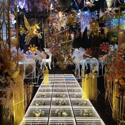 China Ornament multilayer perspective led floor light sparkle 3d portable wedding stage led dance floor panel for sale for sale