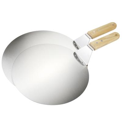 China Factory Wholesale Portable Customized Metal 10 Stainless Steel 12 Inch Pizza Peel Pizza Baking Shovel With Short Wooden Handle for sale