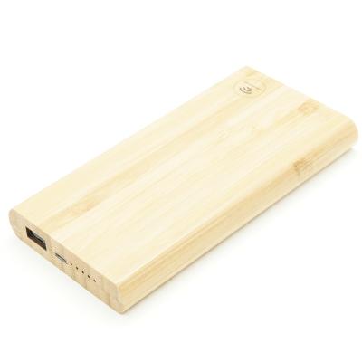 China Wireless charger  Hot selling Bamboo 6000 mAh power bank with wireless charger bamboo power bank for sale