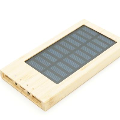 China Solar Panel Charge FSC  wooden power bank  with LED light  with solar panel  bamboo power bank for sale