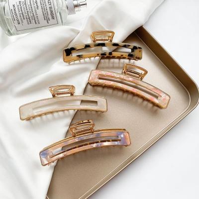 China Women Girls Hair Accessories 11cm Metal Claw Hair Clip Large Shark Clips Hollow Luxury Eco-Friendly Rectangle For Girls for sale