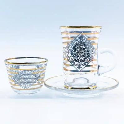 China Küche Arabische Teetasse Blumenmuster Custom Arabische Cawa Tassen zu verkaufen