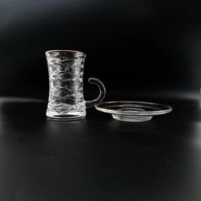 China Coffee Drinking Sets Tea Cup Sets Arabian Style Coffee Cup Sets Glass Materials Hand-Made Design Middle East Style for sale