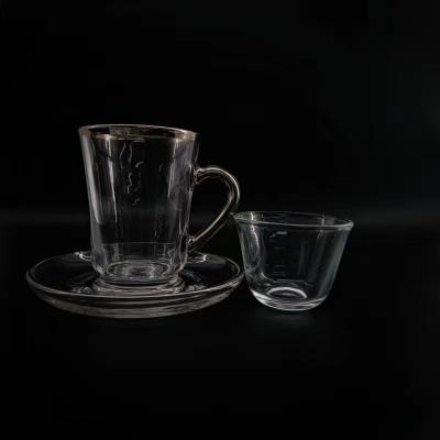 China Coffee Drinking Sets Tea Cup Sets Arabian Style Glass Materials Coffee Cup Sets Hand-Made Design For Afternoon Tea for sale